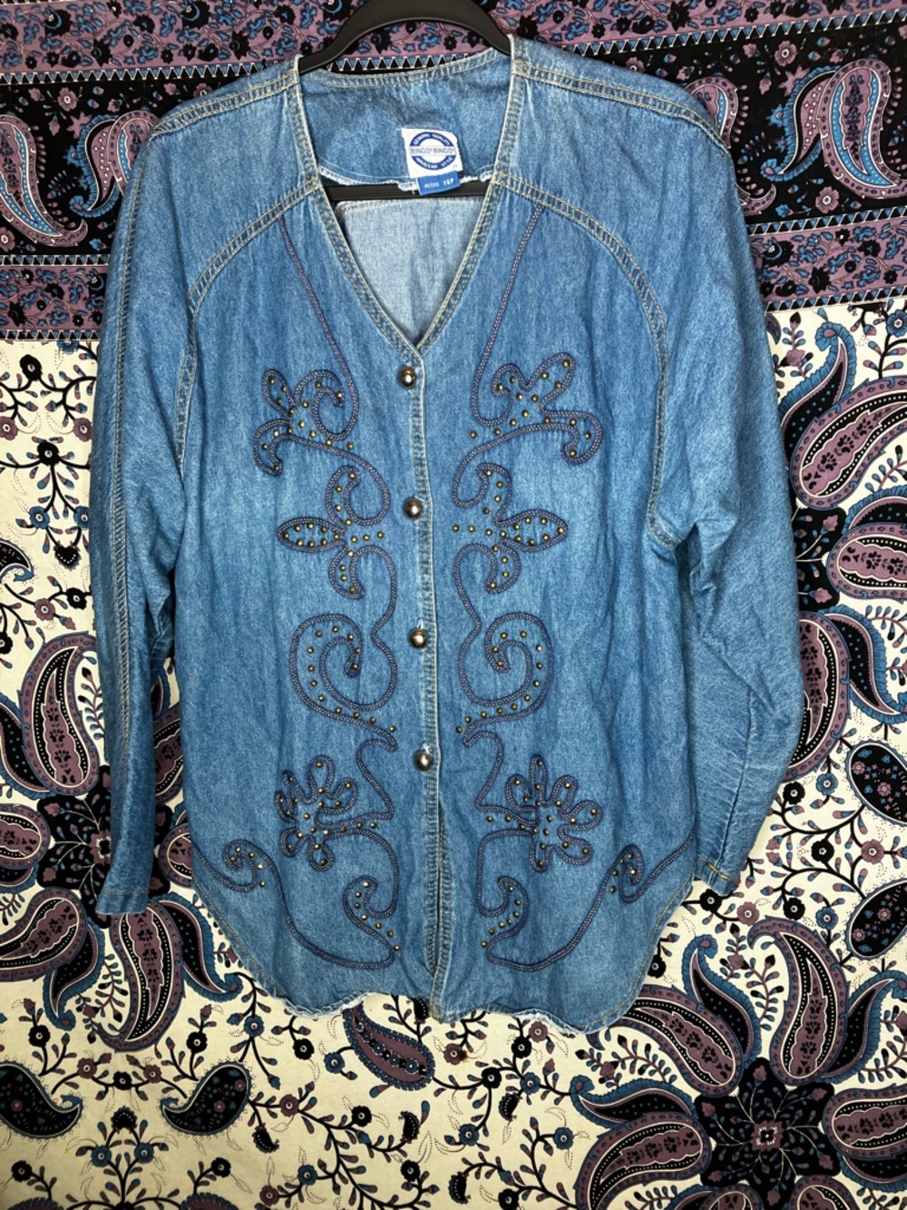 Bingo bingo VTG embellished denim shirt 16P